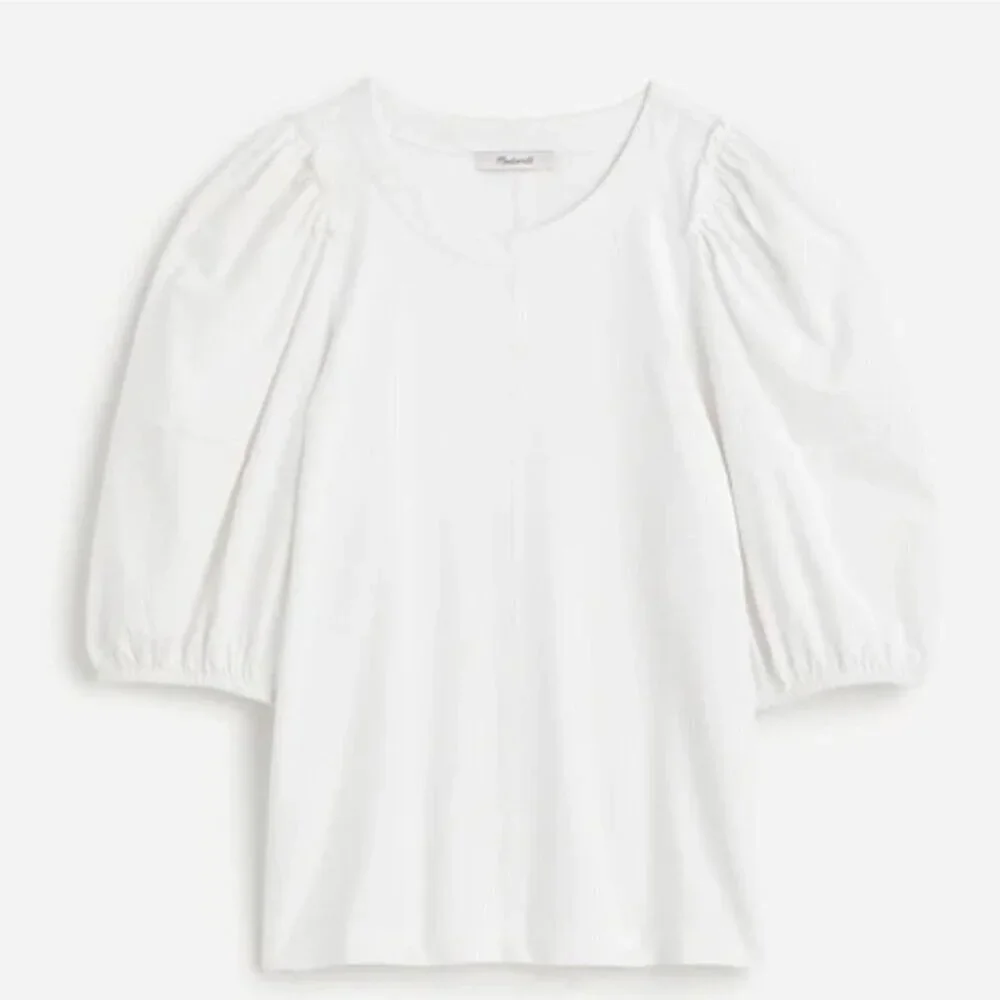 Madewell White Puff-Sleeve Tee - Size: Large *FLAWED*